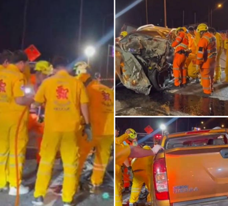 สลด! หนุ่ม 34 ขับกระบะพุ่งเสยท้ายรถพ่วง ดับคาที่ 4 ราย เจ็บ 1 ราย