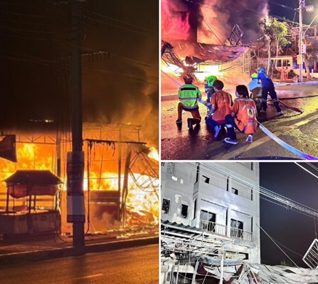 ระทึกกลางดึก! ไฟไหม้ร้านขายที่นอน–เฟอร์นิเจอร์ ชายหญิงตัดสินใจกระโดดจากชั้น 2 หนีตายหวุดหวิด