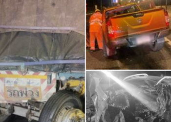 กระบะหลับใน ชนท้าย 18 ล้อ เสียชีวิต 4 ราย บนถนนมอเตอร์เวย์