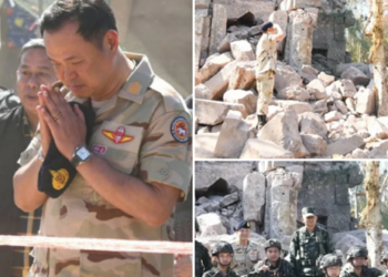 อนุทิน ชาญวีรกูล เดินเท้าขึ้น ปราสาทตาควาย–เนิน 350 ยกมือไหว้สดุดีวีรชนพลีชีพกลางสมรภูมิชายแดน สุรินทร์ ร่วมวงทานข้าวกับกำลังพลอย่างเป็นกันเอง