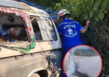 สลด! รถ 6 ล้อชนกระบะตกข้างทาง เจ้าของร้านยาดังเสียชีวิต ช็อกพบยายดับอีกศพ