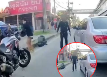 คนร้ายขี่จักรยานยนต์ ชักปืนยิงใส่หนุ่มเดินริมถนนบาดเจ็บ